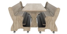 Hoogzit tafel L120 x B64 cm grey crafft oak met 2 banken Tangara Groothandel voor de Kinderopvang Kinderdagverblijfinrichting2